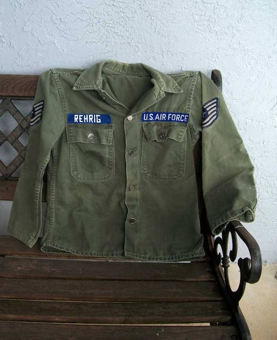 Military shirt, Khaki green military shirt, vintag