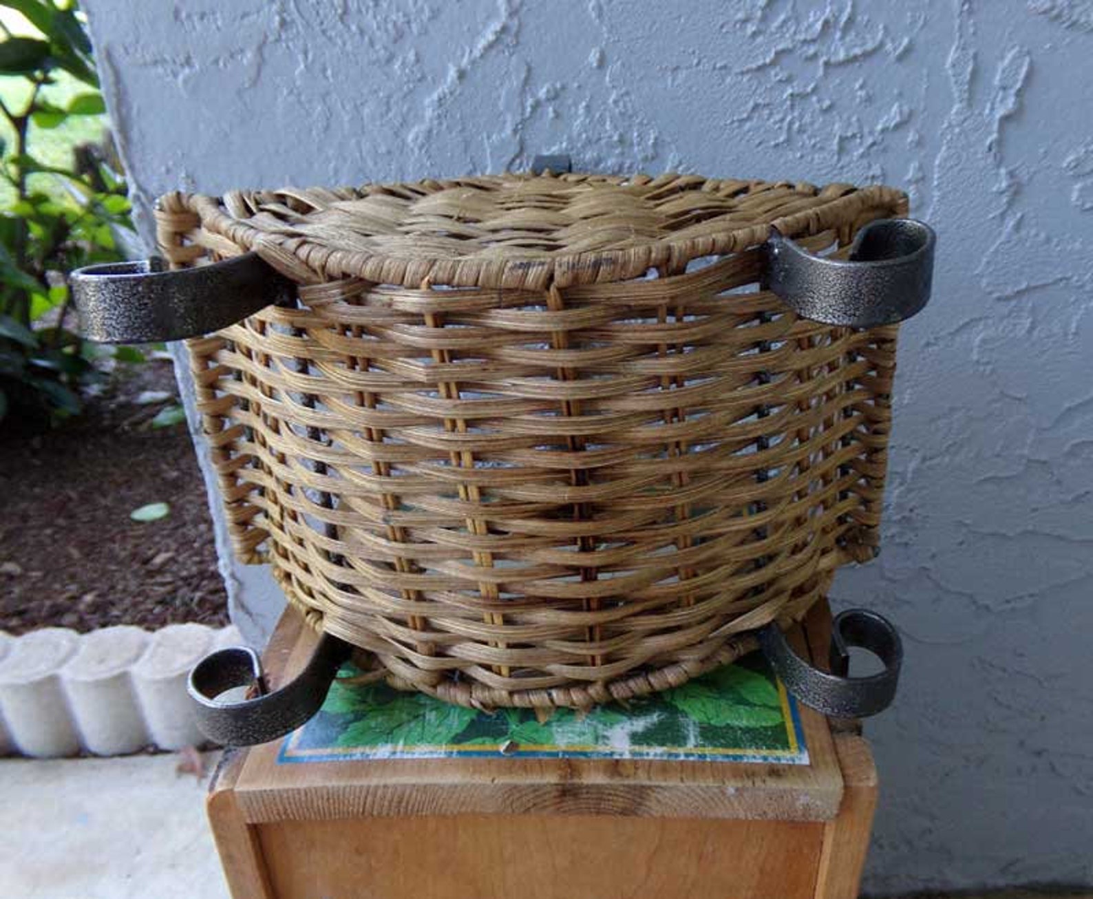 Blue Ceramic Wicker Basket Wicker Basket Wicker Metal - Etsy