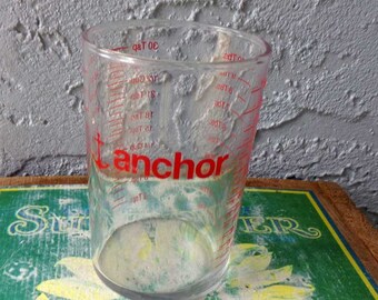 Anchor measuring cup glass, measuring glass, old measuring cup glass, measure glass, measuring cup