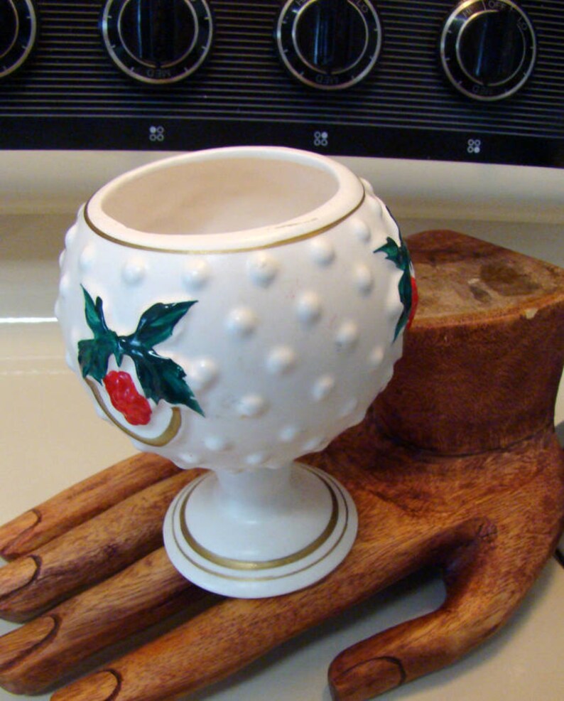 Christmas vase ceramic Christmas vase holly decor Vintage Etsy