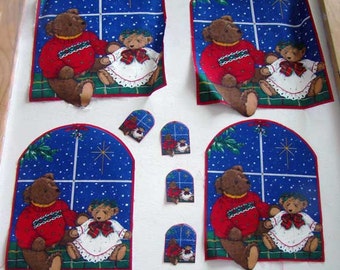 Christmas teddy bear applique, vintage christmas applique, teddy bears, ugly sweater