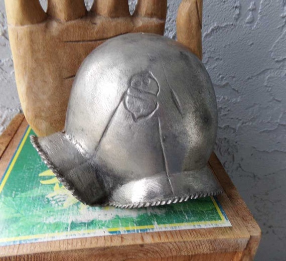 Medieval helmet, Medieval pewter helmet, Middle ag