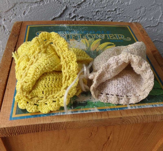 Crocheted drawstring coin purse, vintage crochete… - image 10