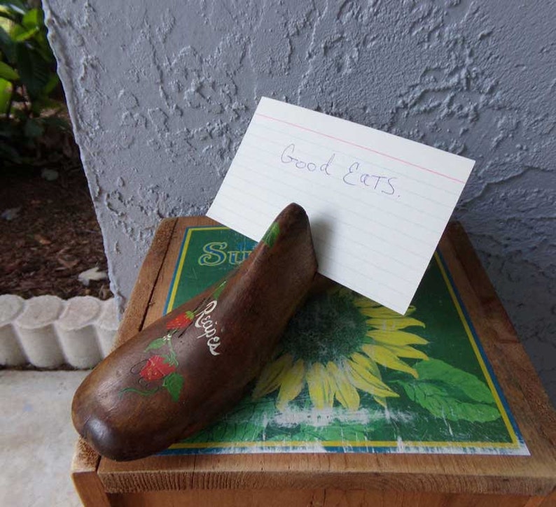 recipe holder wooden shoe Recipe holder wooden shoe recipe holder wooden recipe holder vintage wooden shoe recipe stand
