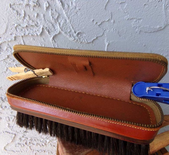 Car valet brush, vintage clothes brush with case,… - image 9