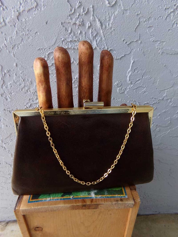 Vintage brown leather handbag, Etra handbag, brow… - image 8