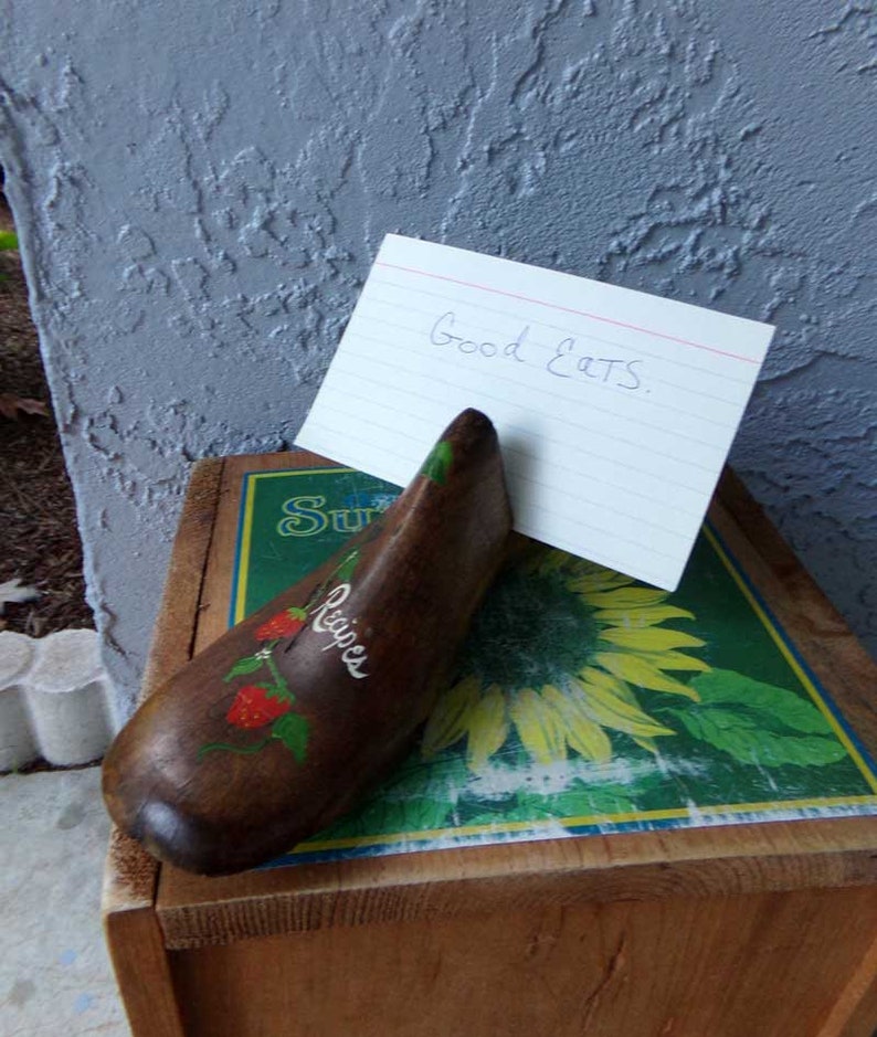 recipe holder wooden shoe Recipe holder wooden shoe recipe holder wooden recipe holder vintage wooden shoe recipe stand