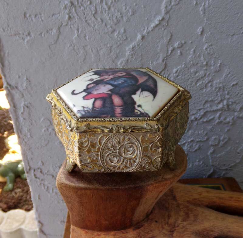 Trinket Box Jewelry Box Vintage Trinket Box Velvet Lined Etsy UK