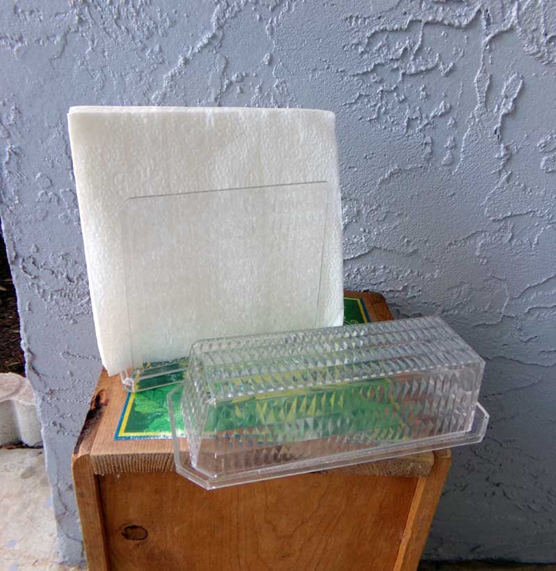 Arrow Clear Plastic Napkin Holder and Butter Dish Set Clear Etsy