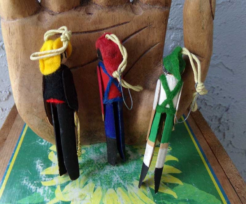 Clothespin people ornaments vintage clothespin ornaments clothespin ornaments clothespin characters vintage cowboy ornament set of 3