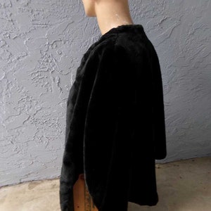 Faux Fur shawl. Faux fur stole, Black faux fur shawl wrap, Faux mink stole, black faux fur shawl, Size L-XL image 5