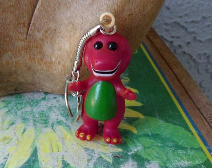Barney Keychain, Vintage Barney Keychain, Purple Dinosaur Keychain ...