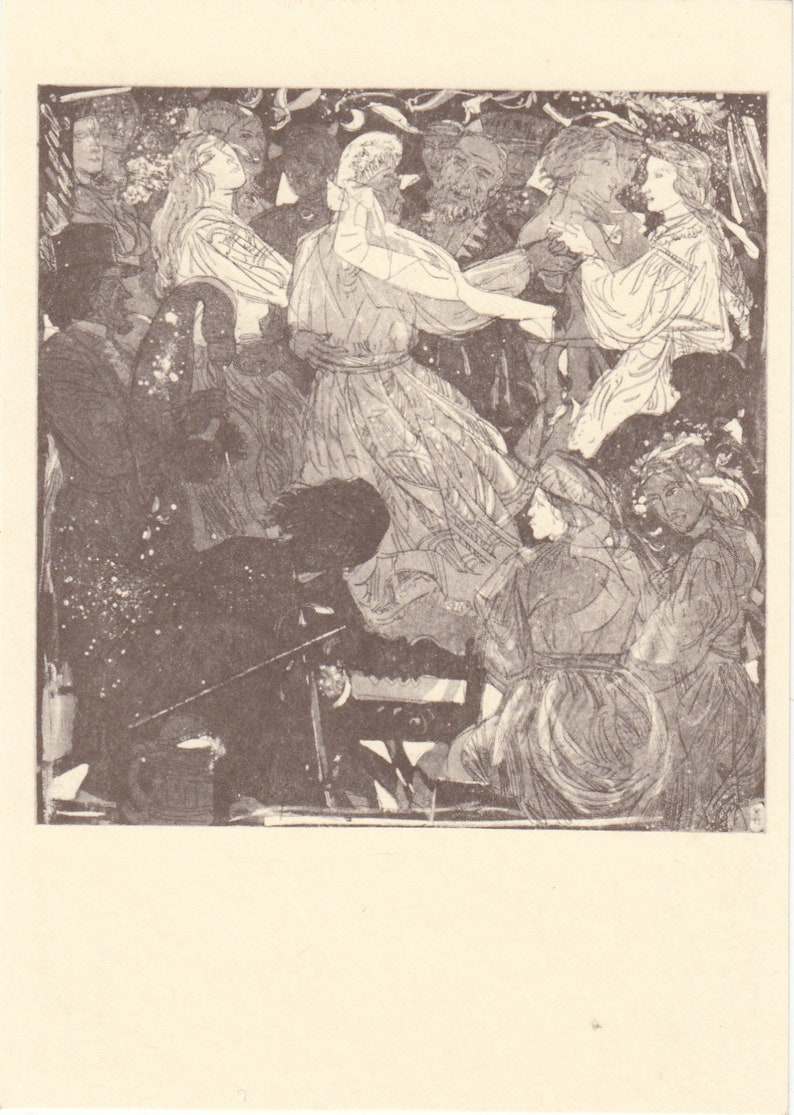 Party by Evald Okas Blank Art Postcard from Soviet Times Estonian Painter Printed in 1989 Estonian Art