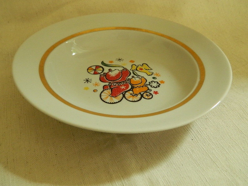 - Soviet Porcelain Kids Porcelan Soup Plate with Two Circus Bear USSR Ceramic Childrens plate made in Dulevo