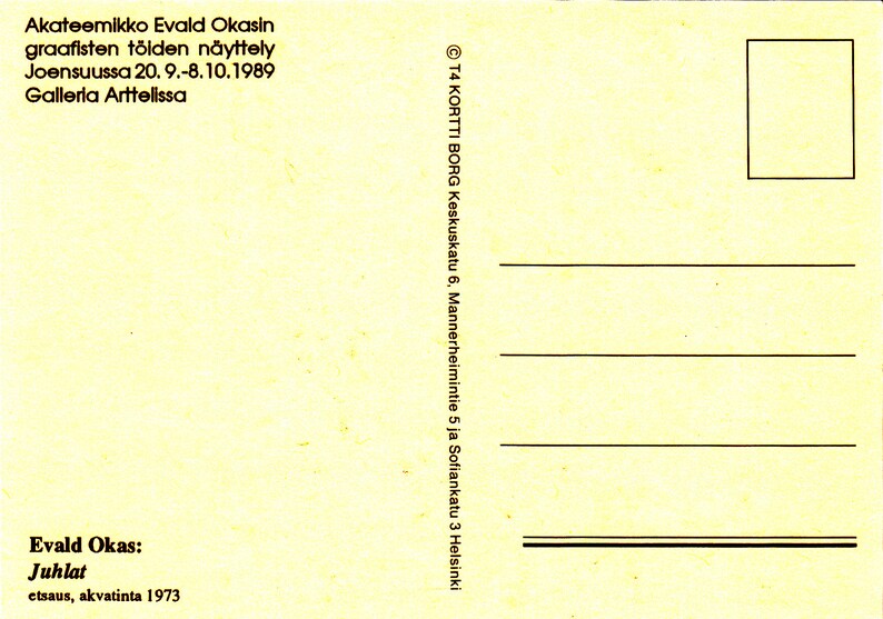 Party by Evald Okas Blank Art Postcard from Soviet Times Estonian Painter Printed in 1989 Estonian Art