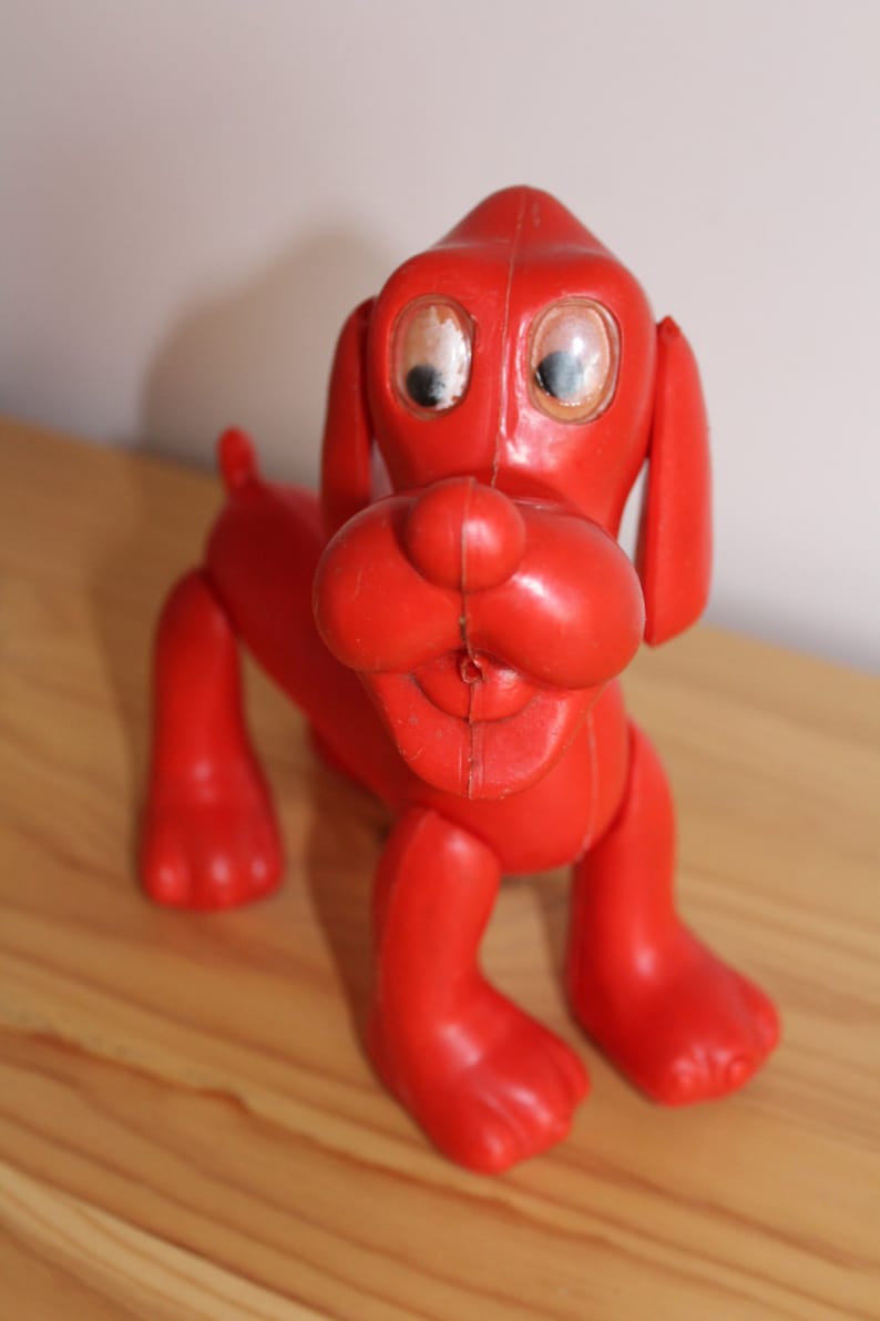 Pluto Soviet Toy Cartoon Character Made in USSR Red Dog Plastic Toy Soviet Plastic Toy
