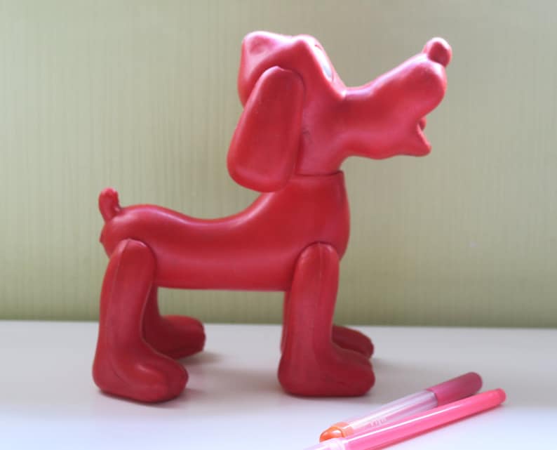 Pluto Soviet Toy Cartoon Character Made in USSR Red Dog Plastic Toy Soviet Plastic Toy
