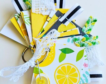 LEMON SPRING JUNKJOURNAL /key chain junk journal/junk journal/spring/ mini junk journal /lemon/ magnolia inspired /spring scrapbook