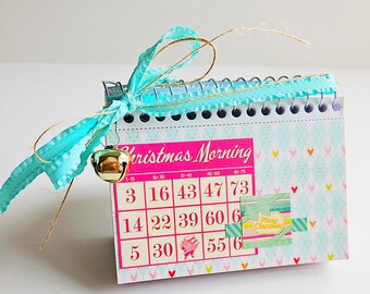 DECEMBER DAILY CHRISTMAS junk journal/teal and pink and yellow holiday journal/merry christmas/christmas decor/vintage christmas/morning
