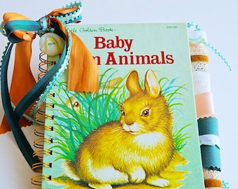 BABY FARM ANIMALS Golden Book Junk Journal/baby Journal/nursery decor/vintage golden book/Junk Journal/little golden book journal/pregnancy