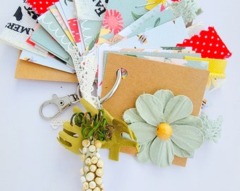 FARMERS MARKET JUNKJOURNAL /key chain junk journal / journal / spring / mini junk journal / junk journal / journal/altered journal/floral