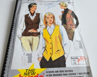 VINTAGE BURDA SEWING pattern Burda 3413 studio sewing pattern for vest/gilet/caleco plus size