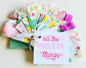 ALL THE PRETTY things journal/key chain junk journal / journal / spring / mini junk journal / junk journal / journal/altered journal/floral/