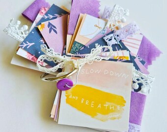 SLOW DOWN and BREATHE junk journal /quote junk journal/key chain/self help journal /mini junk journal/gift/journal/Morgan Harper Nichols