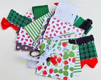 STRAWBERRY SPRING JUNKJOURNAL /key chain junk journal/junk journal/spring/ mini junk journal /strawberry/magnolia inspired /spring scrapbook