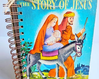 The Story of Jesus/ vintage Golden Book Junk Journal/Holiday Journal/Christmas decor/December Daily/Advent Junk Journal/ Christmas/ Nativity