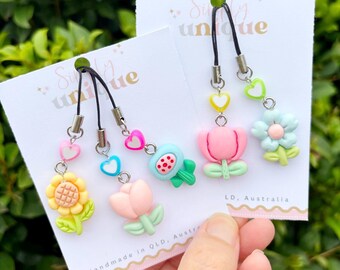 Flower Phone Charm, Bag Charm, Zipper Pull, Garden Lover