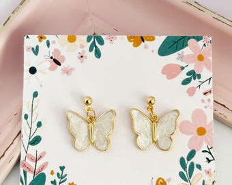 Butterfly Dangle Earrings on Cute Backing Card, Nature Lover Jewellery Gift, Affordable Present for Friend Work Colleague