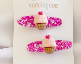 Girls Cupcake Resin Hair Clips, Children’s Hair Accessory, Niece Best Friend Student Kindy End of Year, Affordable Gift