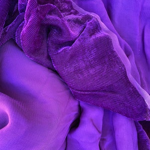 36 inches wide Vintage Silk/rayon Velvet Fabric  purple