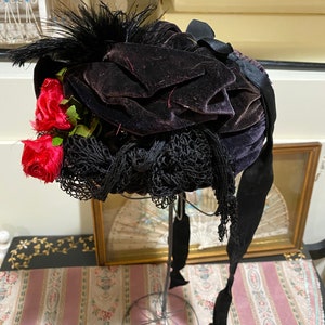 Antique 1800s  hat silk velvet