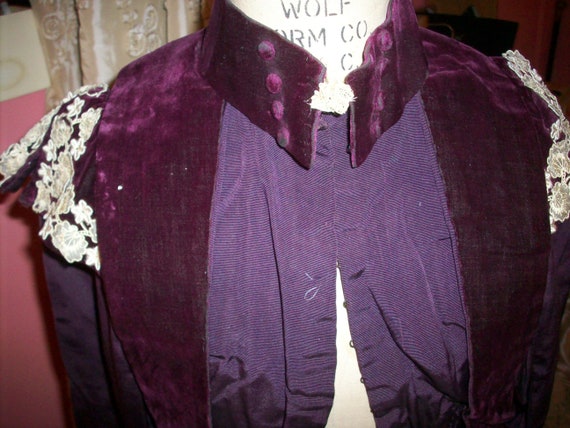 Antique silk velvet top bodice Victorian silk fai… - image 1
