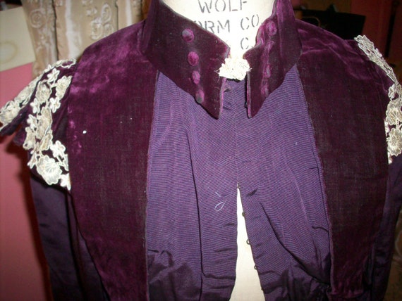 Antique silk velvet top bodice Victorian silk fail
