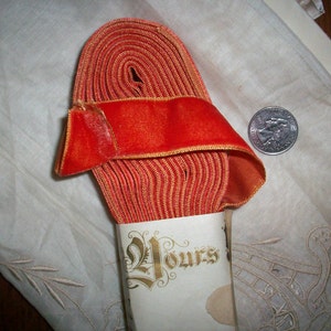 Vintage Velvet Rayon Ribbon scarlet tangerine 1" Yardage available old store stock