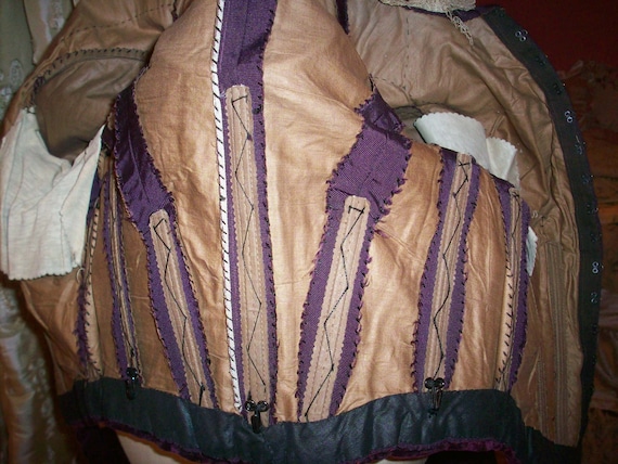 Antique silk velvet top bodice Victorian silk fai… - image 7