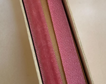 Antique Silk Velvet Ribbon French Old Store Stock in 1/4" Wide Bon Bon