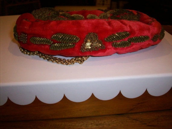 Vintage red velvet and metal embroidery authentic… - image 5