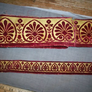 Vintage Silk Velvet Trim impresionantes colores 18th o 19th siglo temprano