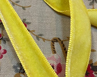 10 yds. Chartreuse Antique Taffeta Back Velvet Ribbon Trim rayon