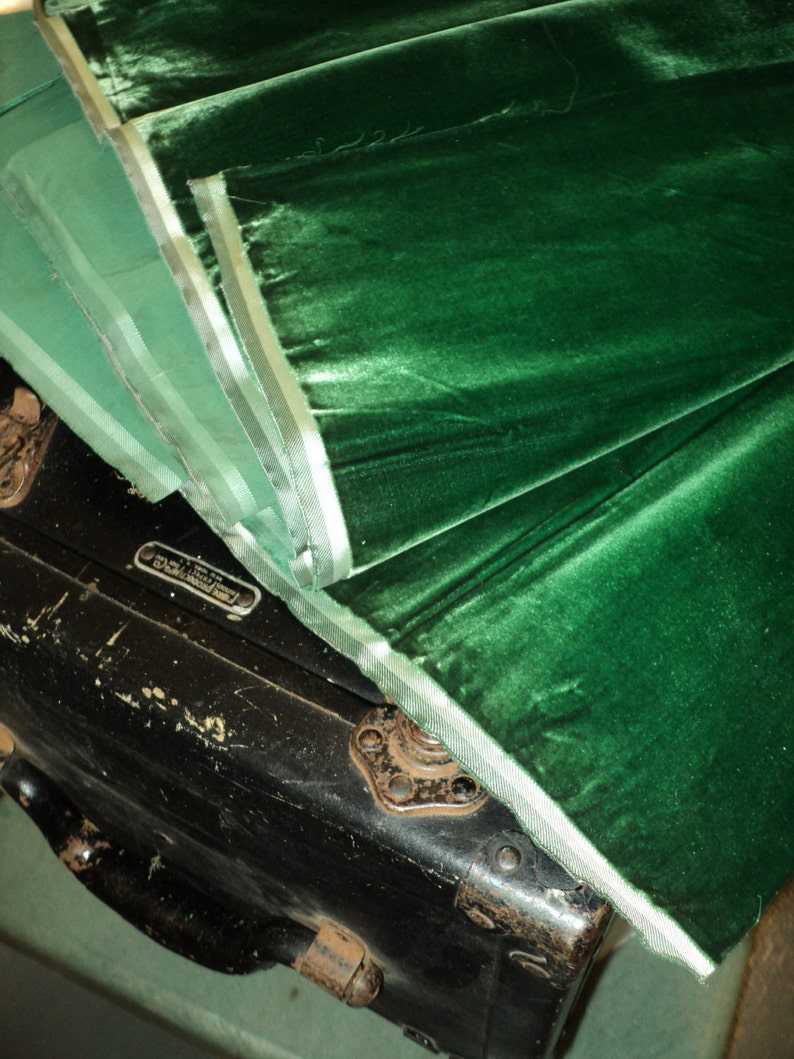 Upholstery Antique Silk Velvet Old Store Stock Emerald Yardage available French Milinery Dolls Victorian