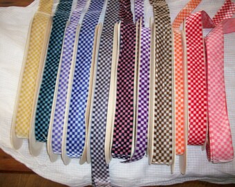 2 yds. Checkered vintage velvet rayon ribbon 1930s