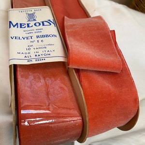 Vintage Italian rayon Velvet Trim Ribbon Yardage Old Store Stock  2" width