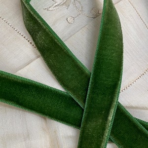 10 yds.Dark Moss Antique taffeta Back Velvet Ribbon Trim rayon