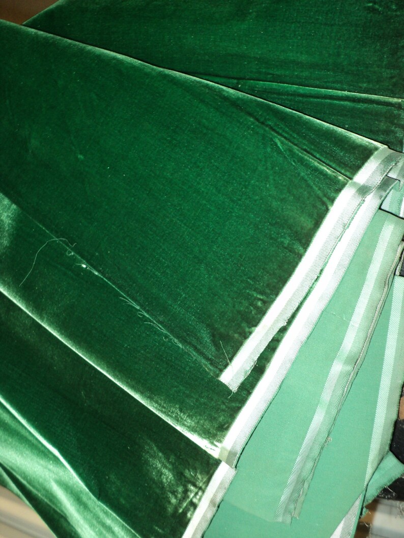 Upholstery Antique Silk Velvet Old Store Stock Emerald Yardage available French Milinery Dolls Victorian