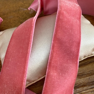 Vintage Velvet Rayon  7/8&quot; wide Ballet Rose taffeta back Yardage Very High Quality Old Store Stock