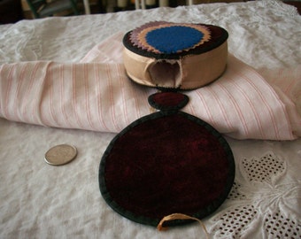 Antique 19th century pincushion, needle holder, thimble holder